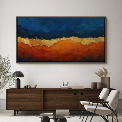 Large Framed Canvas Print Wall Art - Neutral Abstract Landscape Print for Minimalist Modern Wall Decor