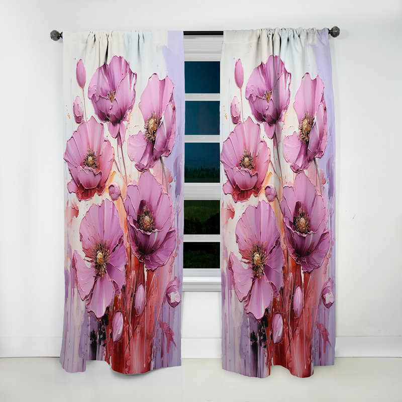 Emrys - lilas lumineux rose, palette de coquelicots mauve IV - rideau en velours traditionnel - obscurcissant - 1 panneau