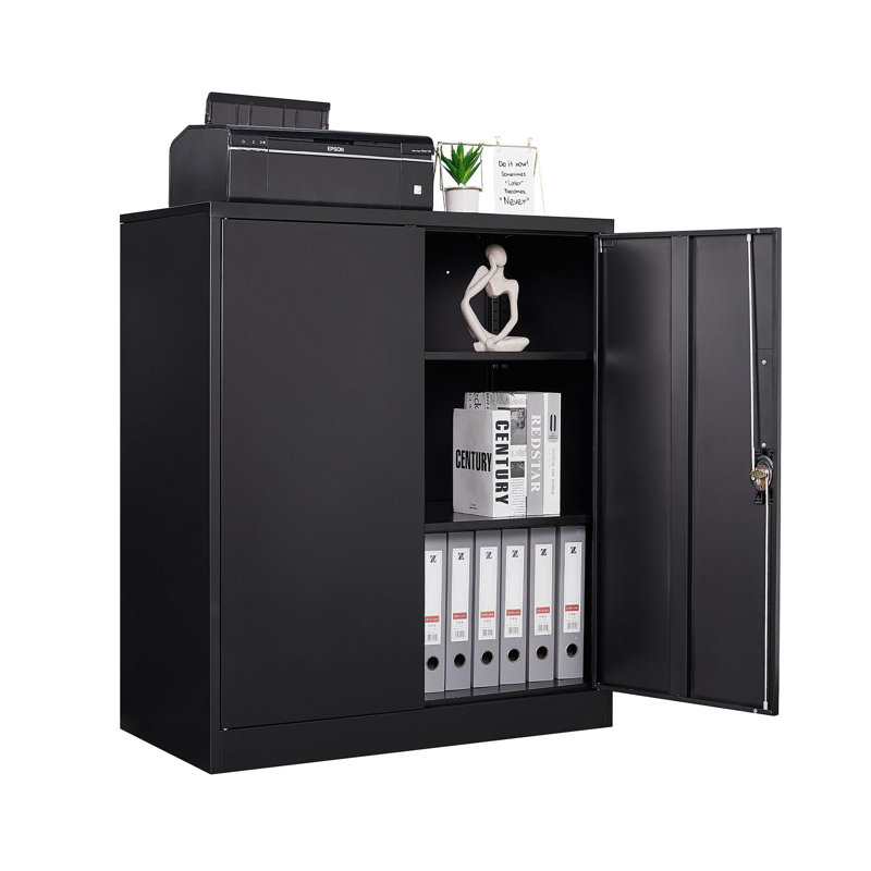 Steel Single Storage Cabinet ( 35.43'' H x 31.5'' W x 15.75'' D), Gray/Black