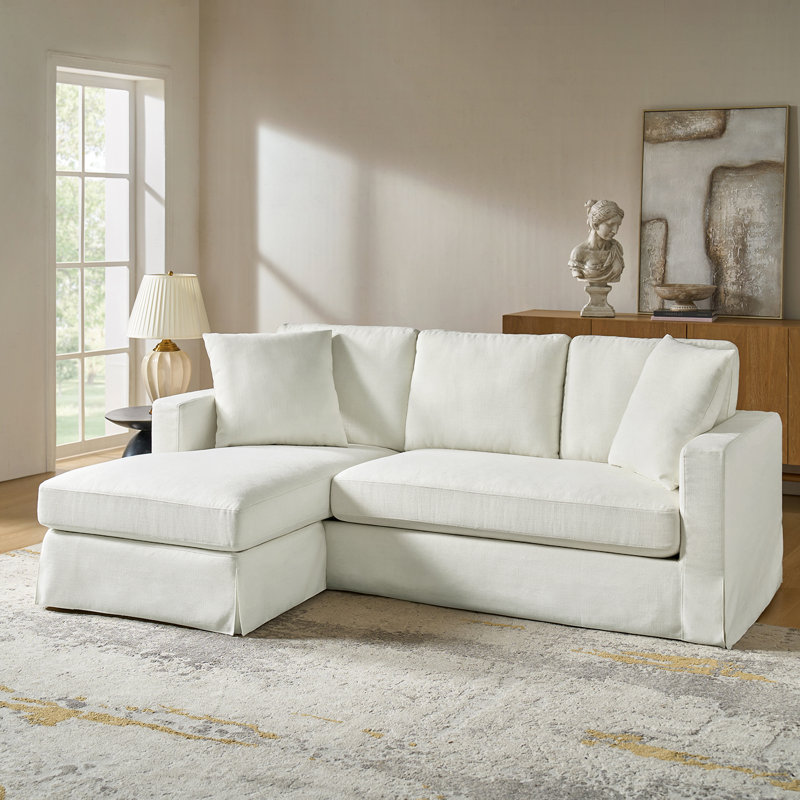 Canapé avec housse interchangeable Wimberly, Lin blanc / polyester