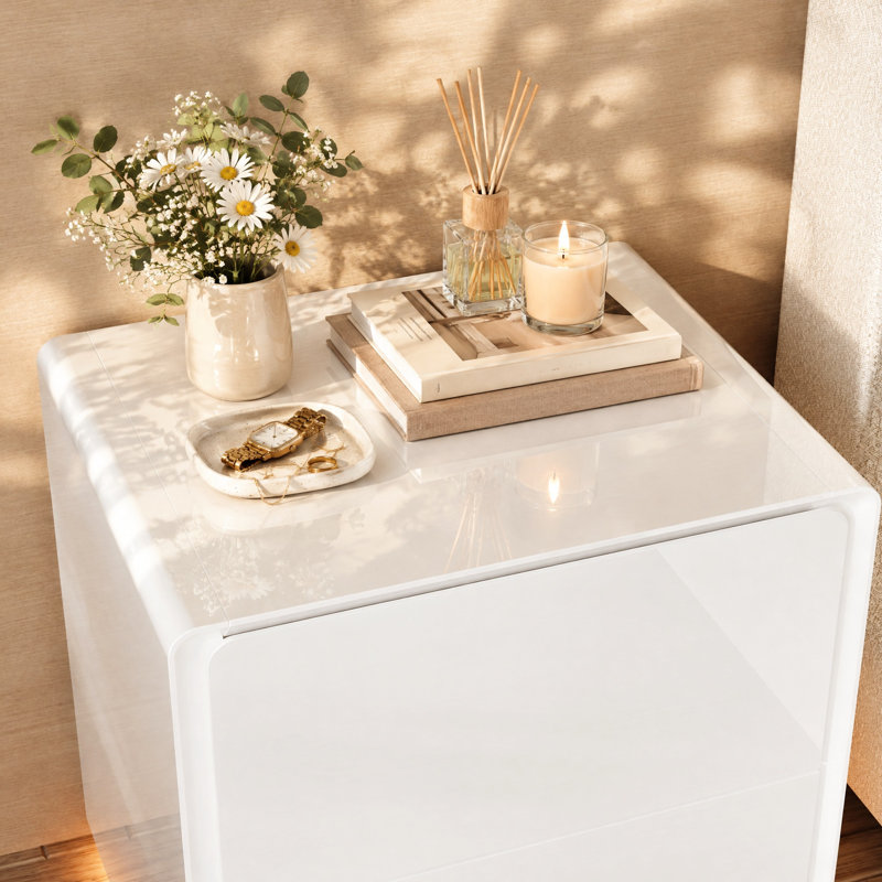 Table de chevet moderne et brillante avec base DEL douce