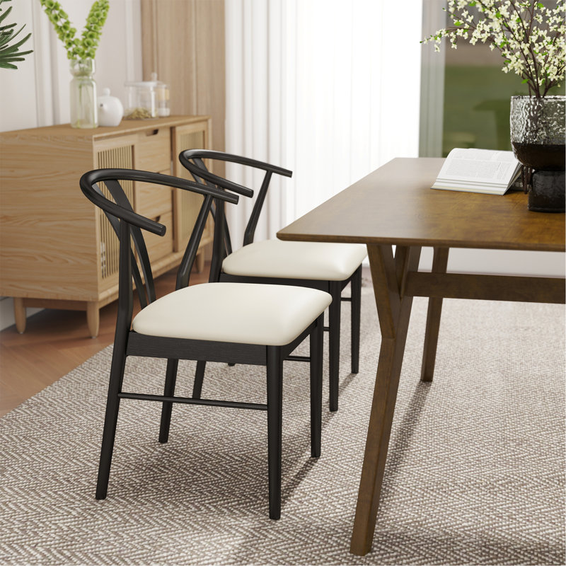 Ensemble de 2 chaises de salle à manger Wishbone, Noir