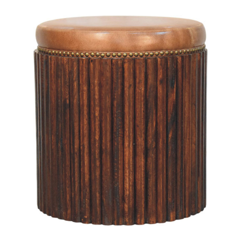 Tabouret d'appoint en cuir côtelé