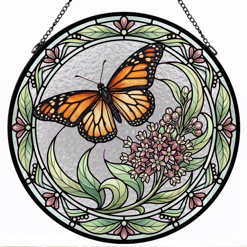 Vitrail de vitrail papillon Butterfly, 7,8 heures, 7.8"H