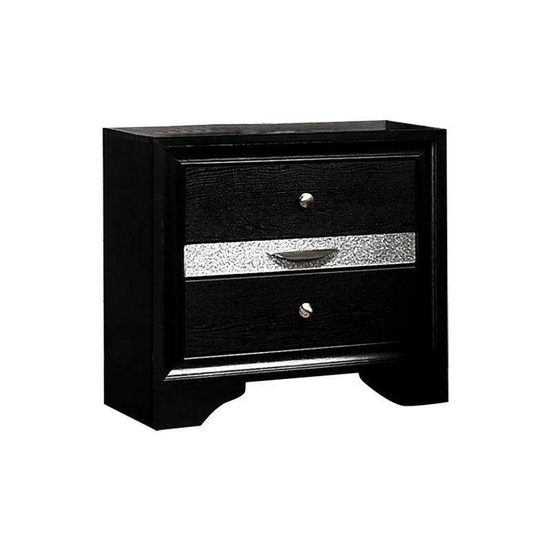 Table de chevet moderne noire avec 3 tiroirs et pour la chambre à coucher Grace 3, accessoire