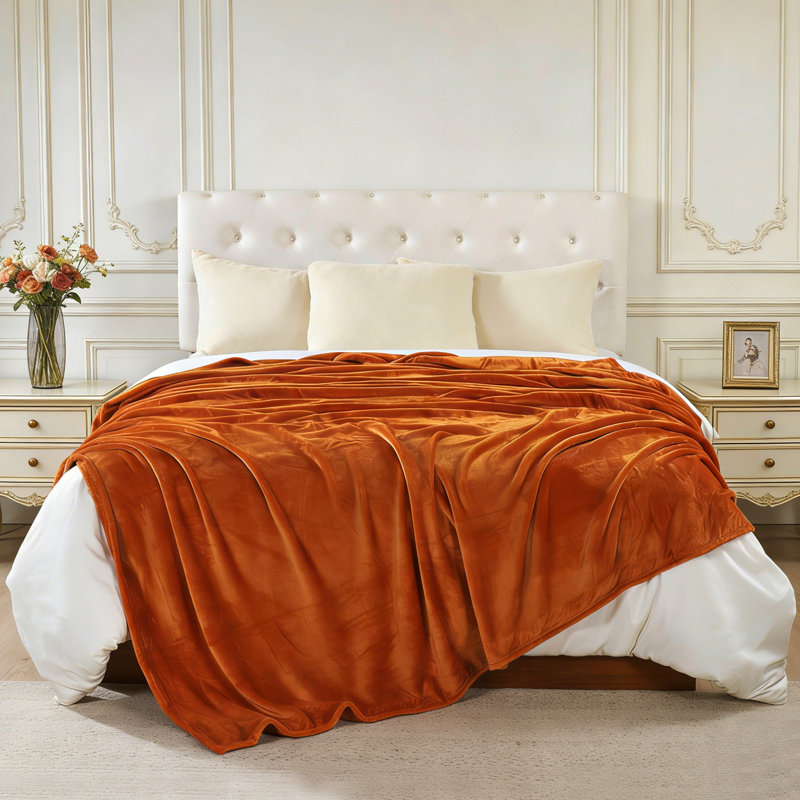 Jeté en flanelle Cozy, Orange rouillé