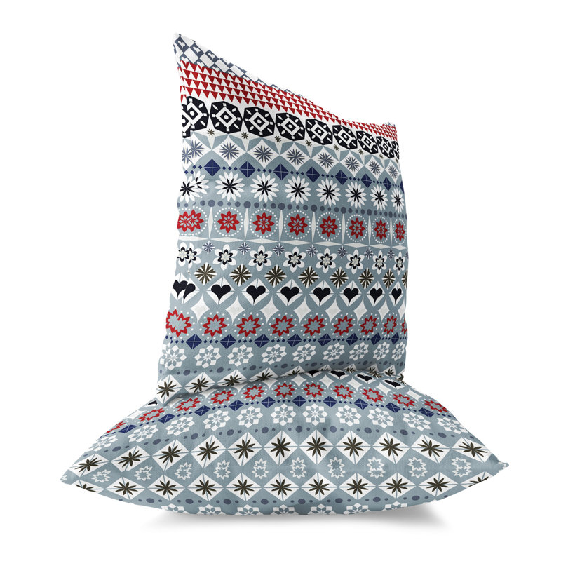 Shape Synergy Outdoor Reversible Throw Pillow, 18"H x 18"W, Blue/Red/Gray