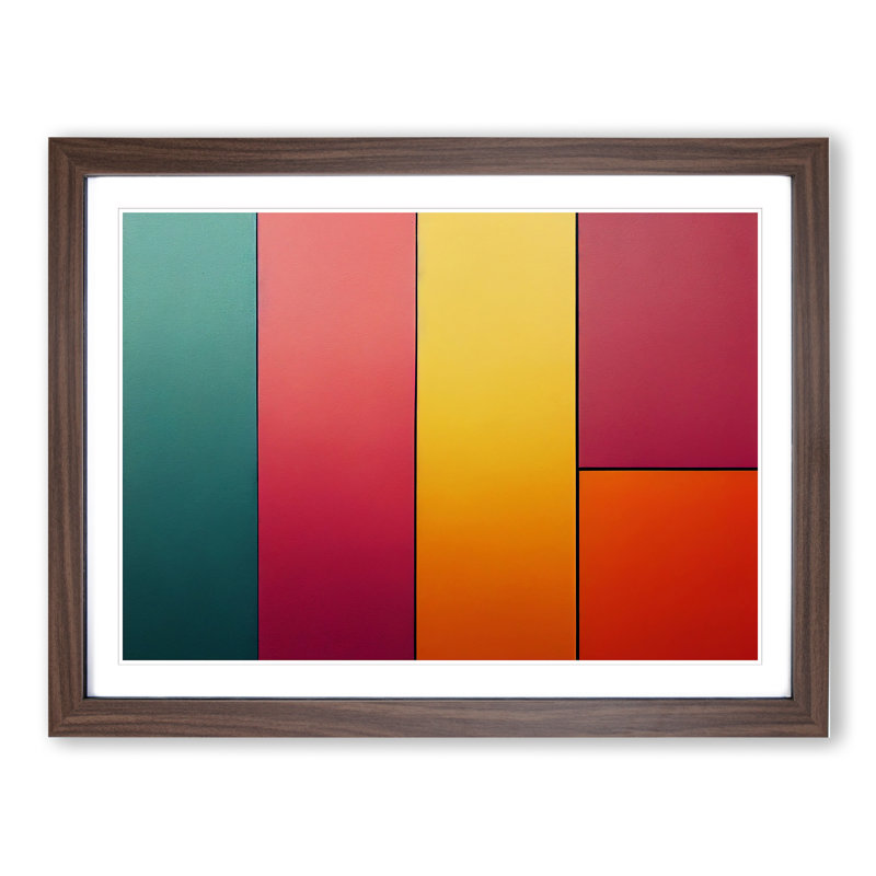 Abstract Block Colour Vol.6 - Framed Print, 34cm H x 46cm W x 2cm D, Walnut