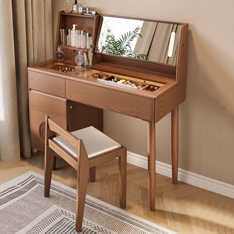 Makeup Vanity with Light mirror,4 drawers,1 chair