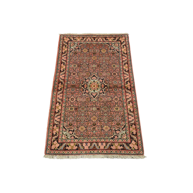 Tapis traditionnel noué à la main en laine rose 2 pi 7 po x 4 pi Bidbar