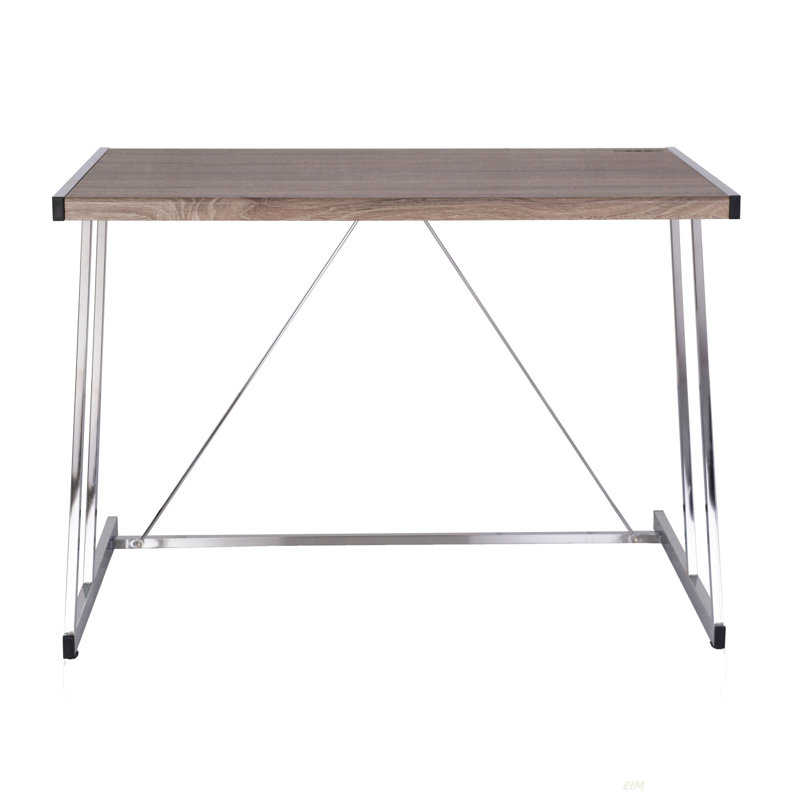Esplanade Metal Base Writing Desk, Brown/Silver, 31.96" H x 46.96" W x 24.03" D