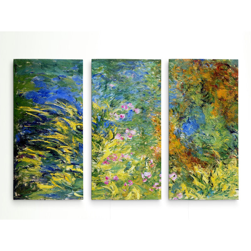 « irises » par le étang» par claude monet, reproduction d’image multi-pièces sur toile, H 24 po x l 36 po x P 1,5 po