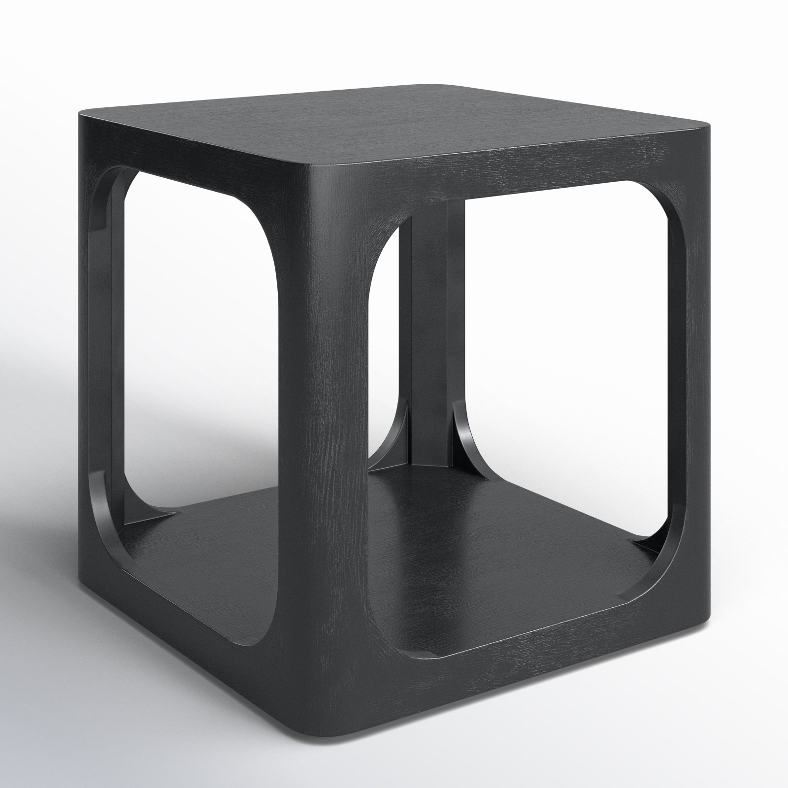 Sybil Solid Wood End Table, Black, 22" x 22"