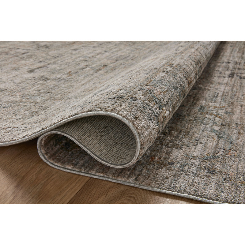 Tapis beige / brume Jean Stoffer x Loloi Katherine, Rond 9 pi 6 po x 9 pi 6 po