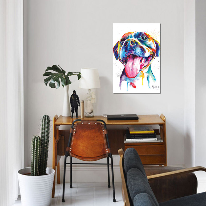 « pitbull », impression sur toile, H 40 po x l 26 po x P 1,5 po, Pas de tapis, Toile tendue