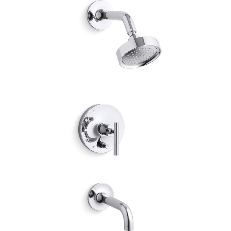 Purist® Rite-Temp Pressure-Balancing Bath and Shower Faucet Trim with Push-Button Diverter, 7-3/4" Spout and Lever Handle, Valve Not Included