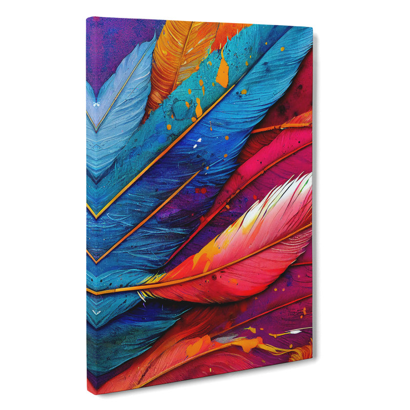 XV1022-4080X Splashed Feathers No.5 Abstract - Print, Wrapped Canvas, 50cm H x 35cm W, No Matte