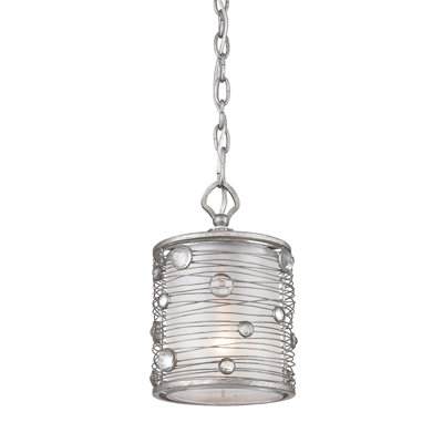 Luminaire suspendu cylindrique à 1 lumière avec détails en tissu Barneveld
