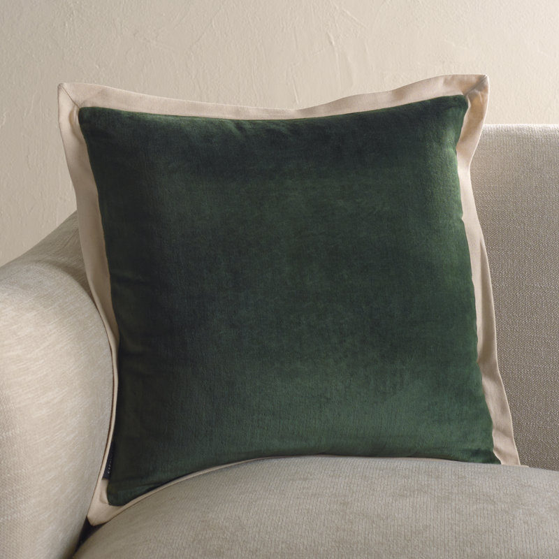 Coussin en coton Jordy, Olive, H 18 po x l 18 po, Carré
