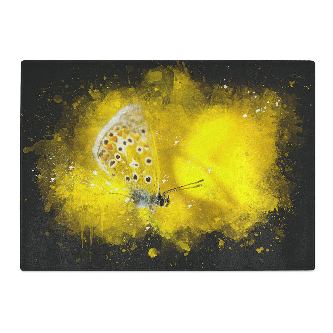 Tempered Glass Butterfly Paint Splash Chopping Board