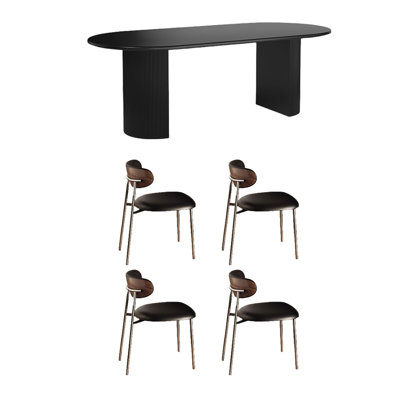 Ensemble de table et chaises ovale noir mat