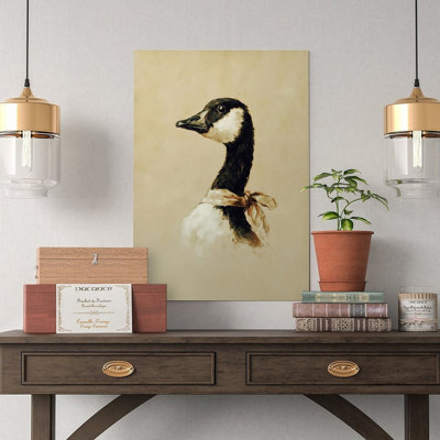 Canvas Wall Art Goose With Ribbon Bow Print Poster Vintage Poster Print Home Decor