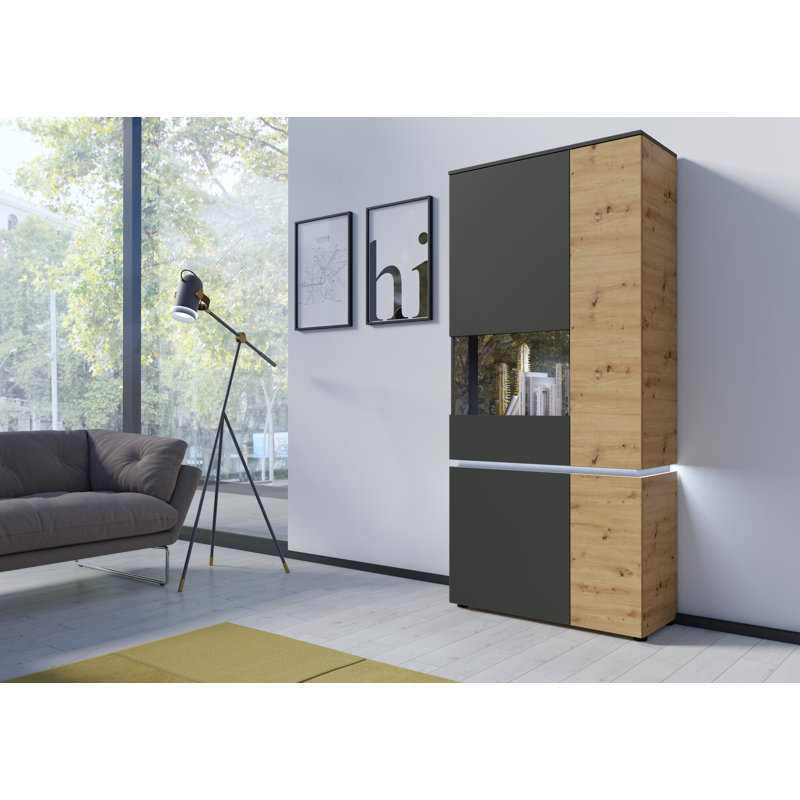 Bobbye Display Cabinet, Oak/Grey, Left