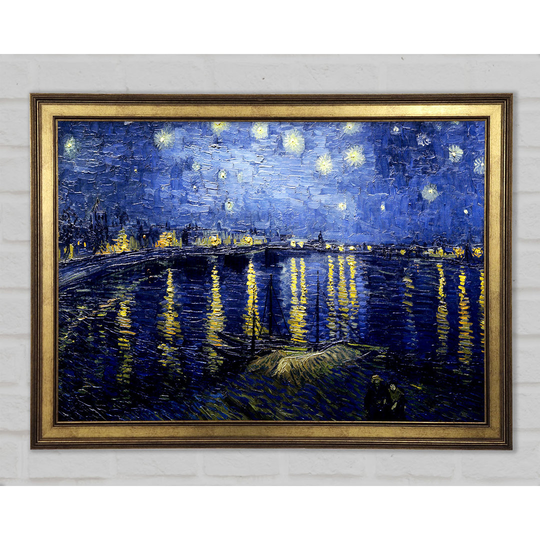 Gerahmtes Leinwandbild Starry Night Over The Rhone von Van Gogh in Blau