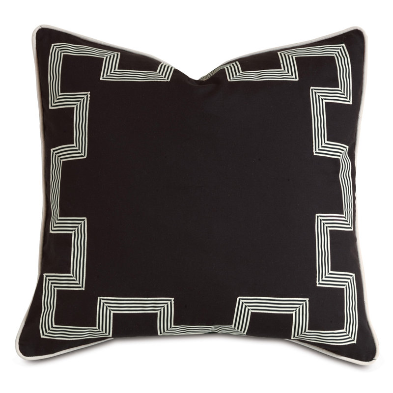 Brooklyn Appliqued Cotton Throw Pillow, Black