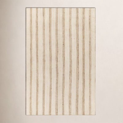 Aadison Ivory Hand-Woven Striped Jute Rug