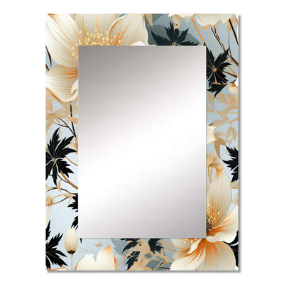 Delicate Magnolia Dreams - Floral Mirror, Cottage Decorative Wall Mirror, Printed Metal Art