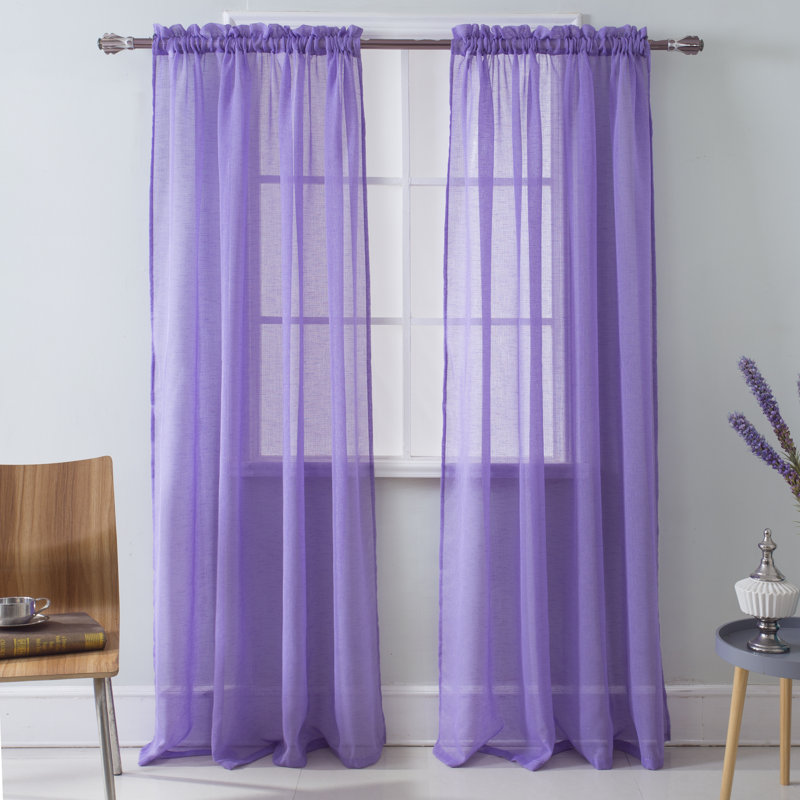 Landrienne Sheer Curtain Single Panel, Lilac