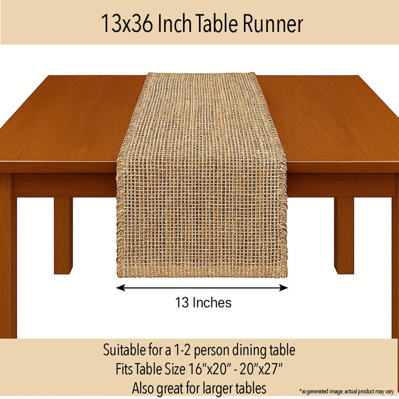 Chemin de table Pingham, 36 po x 13 po, Beige/brun