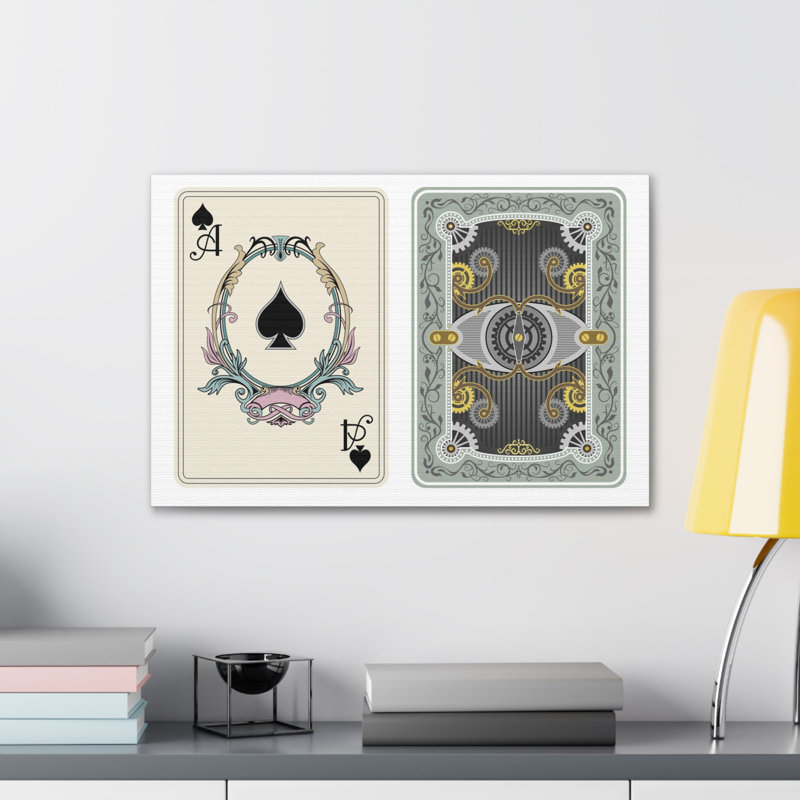Steampunk Style Ace Of Spades Playing Card Canvas Wall Art