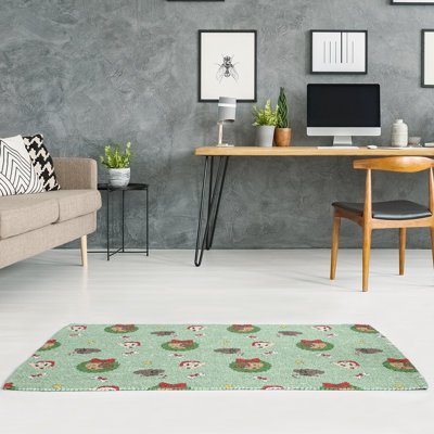 Tapis greem/zone rouge fait main