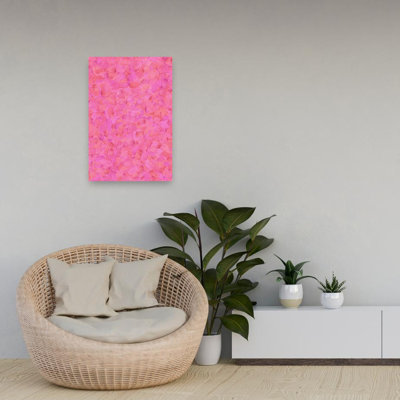 Vibrant Pink Brushstrokes Abstract Colorful Contemporary Rose Landscape Nature Wall Art Print 1 Piece Wrapped Canvas Wall Art