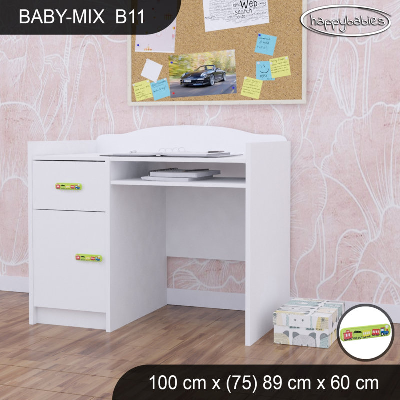 100cm Computer Desk, White/Green