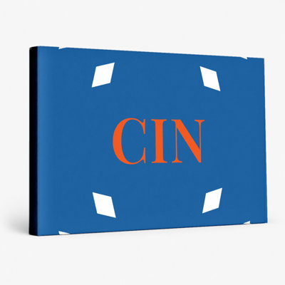 Cincinnati Soccer City Colors Luxury Diamond Monogram — White Blue Orange — Canvas Wall Art