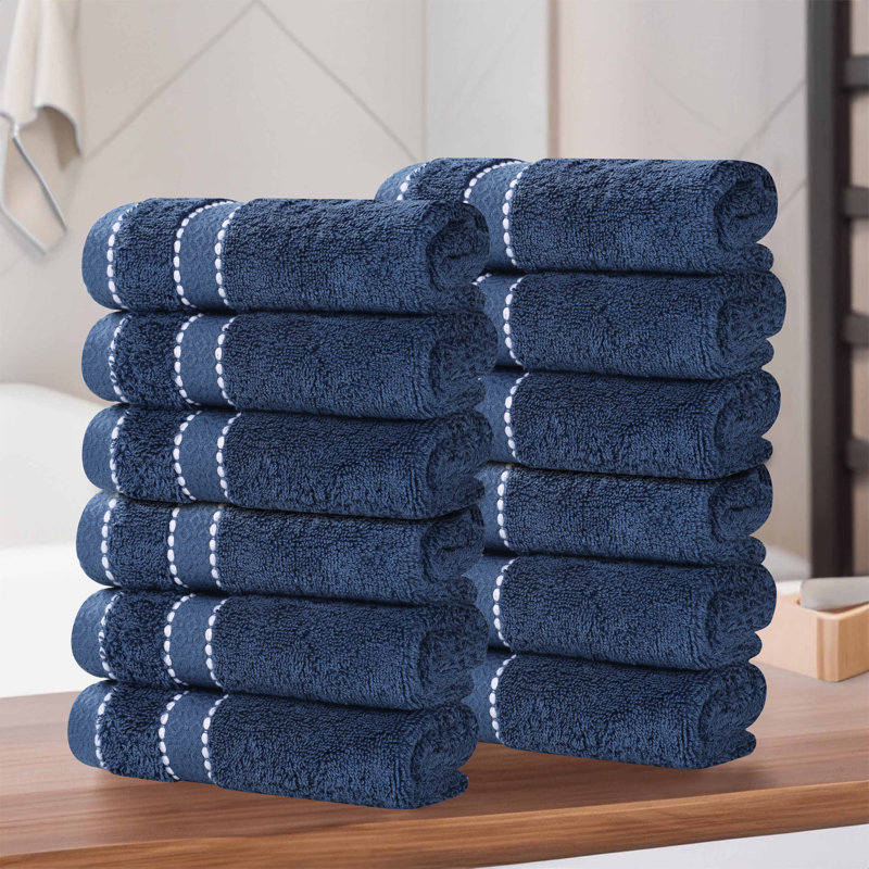 Fowlerville Egyptian Giza Cotton Wash Cloth, Navy Blue