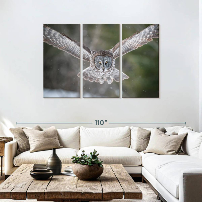 Flying Winter Owl, 48" H x 74" W