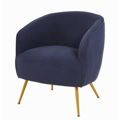 Chaise d'appoint en velours côtelé avec pieds en métal doré, fauteuil rembourré moderne, fauteuil demi-tonneau confortable pour la chambre à coucher