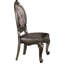 Chaises d'appoint antiques 2 en platine et argent - revêtement en similicuir, détails floraux, garniture cloutée pour une expérience culinaire exquise