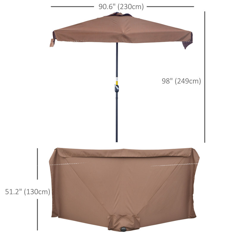 Parasol de plage 90,6 "avec manivelle Stanislao, Café
