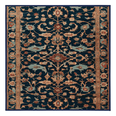 Machine Washable Persian Blue Area Rug