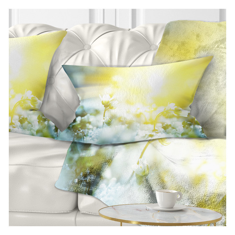Belles fleurs blanches au lever du soleil - Coussin décoratif à imprimé floral