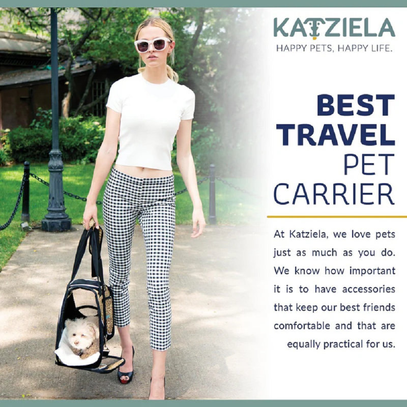 Sac de transport Katziela Safari Sleeper - Confortable - Approuvé par la compagnie aérienne pour chiens et chats, Bleu