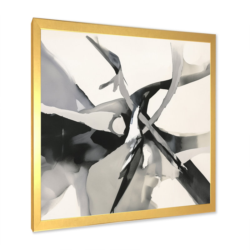 «Abstract Neutral VII» sur toile, Encadrement doré, H 44 po x l 34 po x P 1,5 po