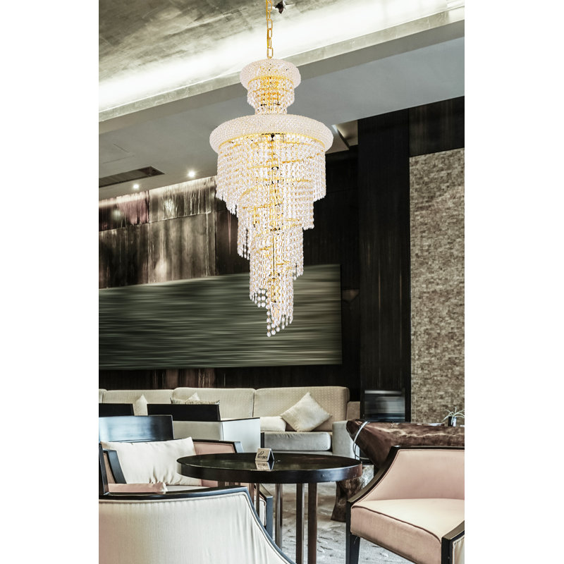 Ston Easton 10-Light Dimmable Tiered Chandelier, Gold, 36" H x 16" W x 16" D