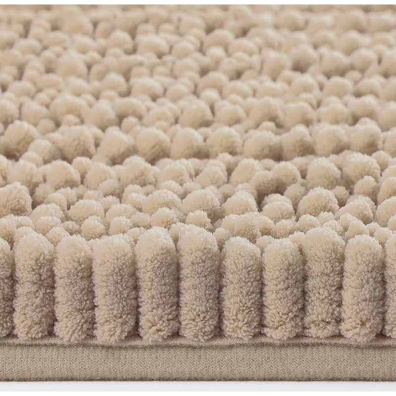 Grand tapis de salle de bain douillet douillet en chenille 2 pièces, Beige