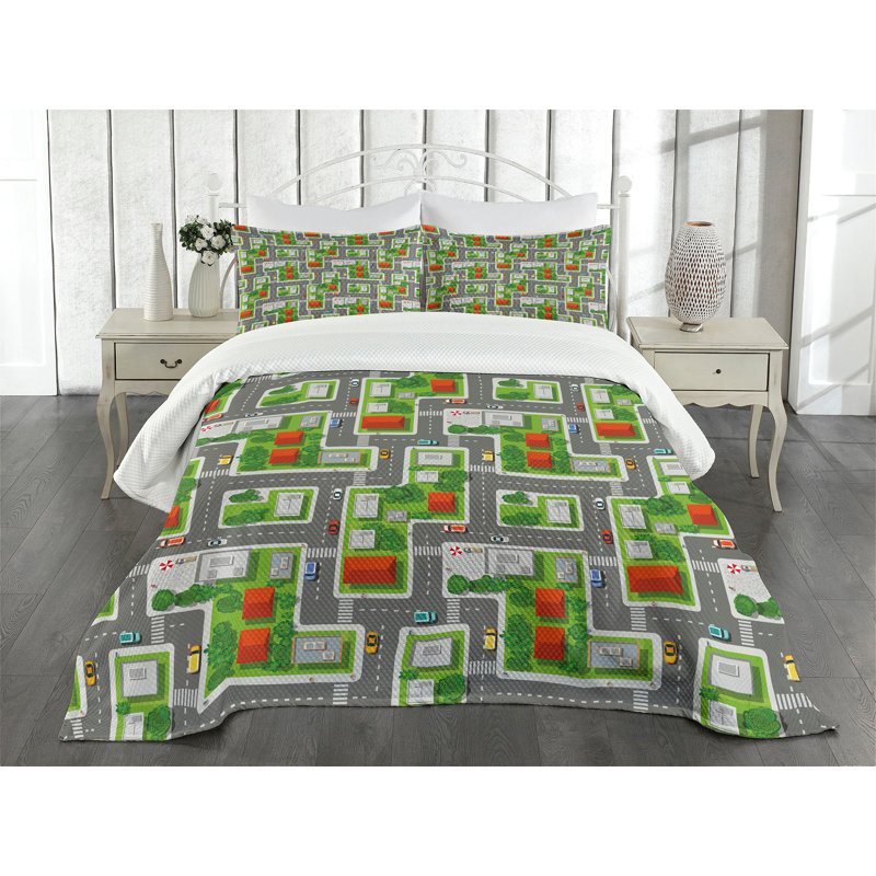 King Size White Quilted Bedspread Set with Pillow Shams